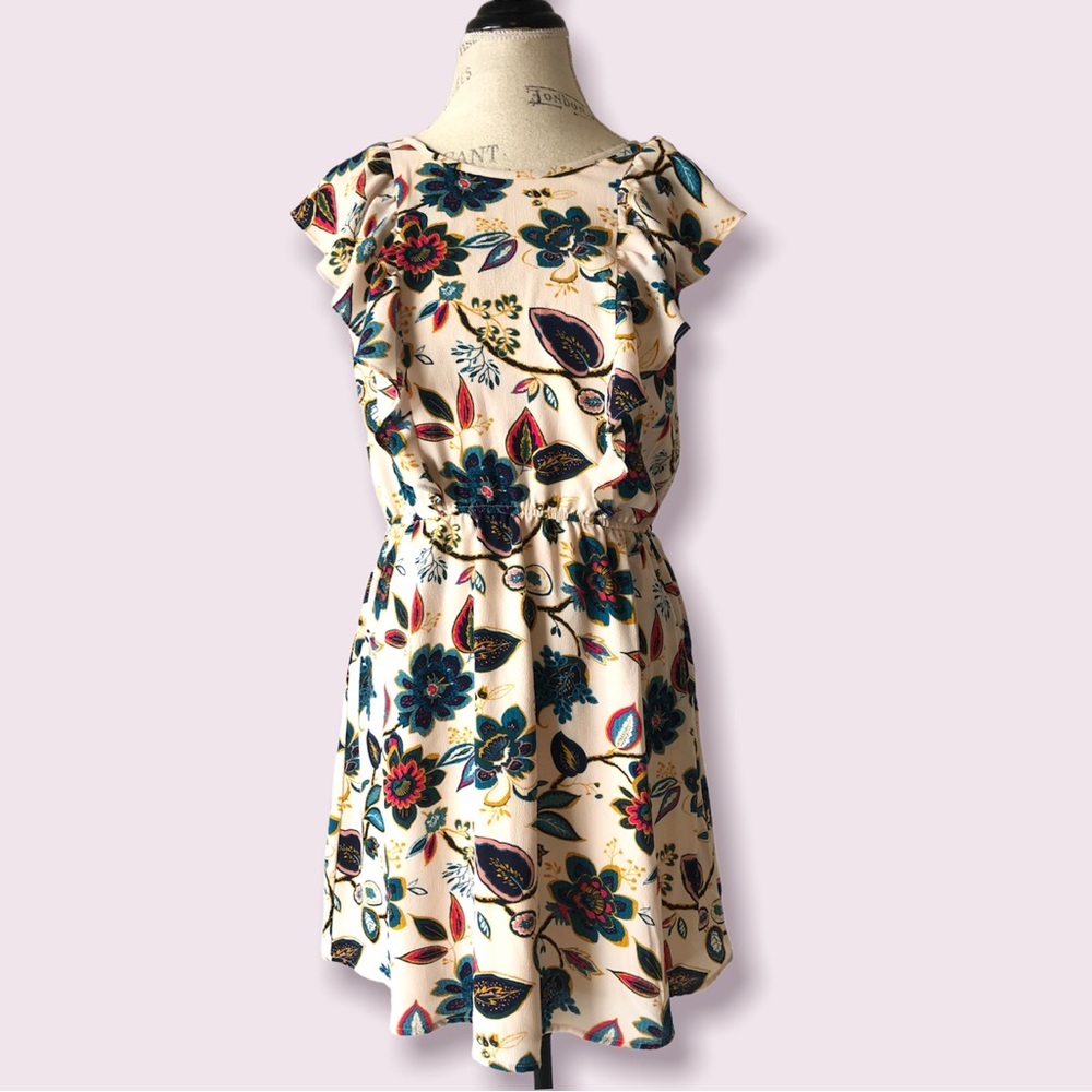 A New Day Flutter Short Sleeves Floral Dress Medium